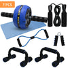7-In-1 Ab Roller Wheel Kit, Perfect Home Gym Equipment Exercise Roller Wheel Kit with Push-Up Bar, Knee Mat, Jump Rope and Hand Gripper, Core Strength &amp; Abdominal Exercise Ab Roller, Blue