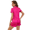 Hot Pink Short Sleeve Pajama Set for Women - 2PCS Summer Sleepwear and Casual Home Clothing