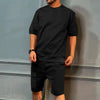 Men&#39;s Sports Suits Summer Round Neck Short-sleeved Top And Multi-pocket Shorts Casual Trendy 2pcs Set Clothing